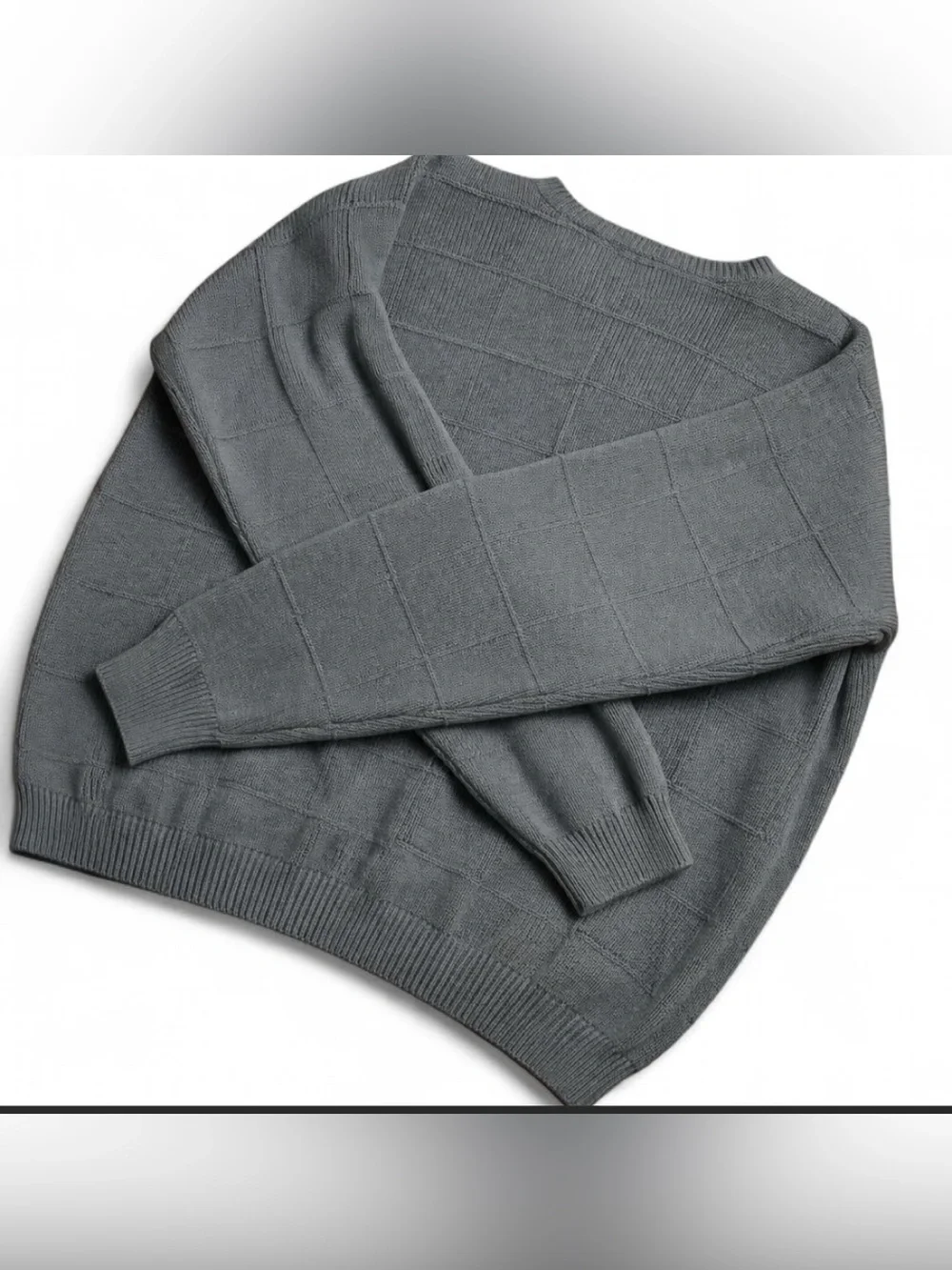 Men's vintage blue Crew Neck Knit Sweater